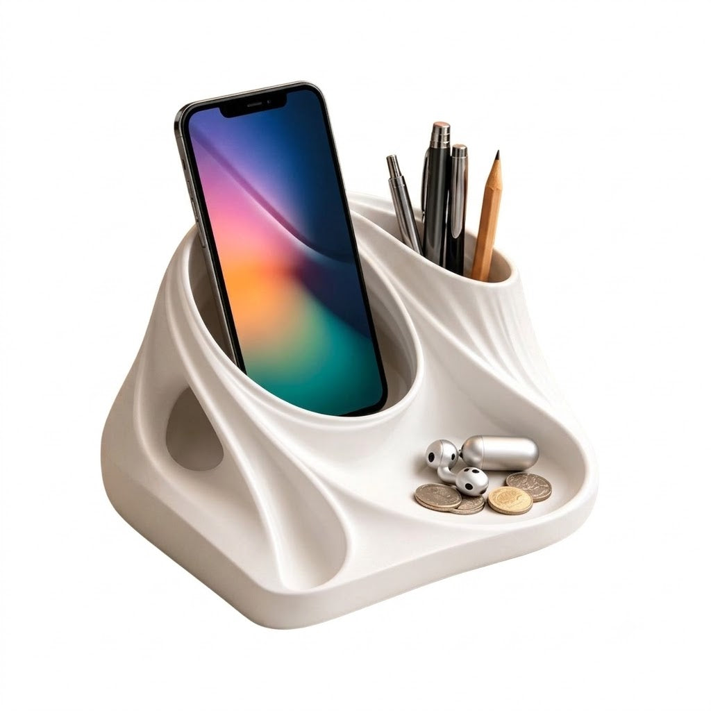 3D Printed Desktop Organizer, White
