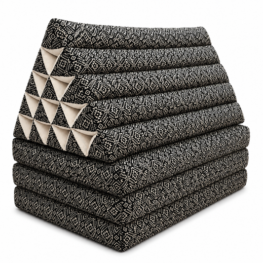 Jumbo Thai Triangle Pillow 3‑Fold – Handmade Kapok Daybed Cushion | Fold-Out Floor Mattress