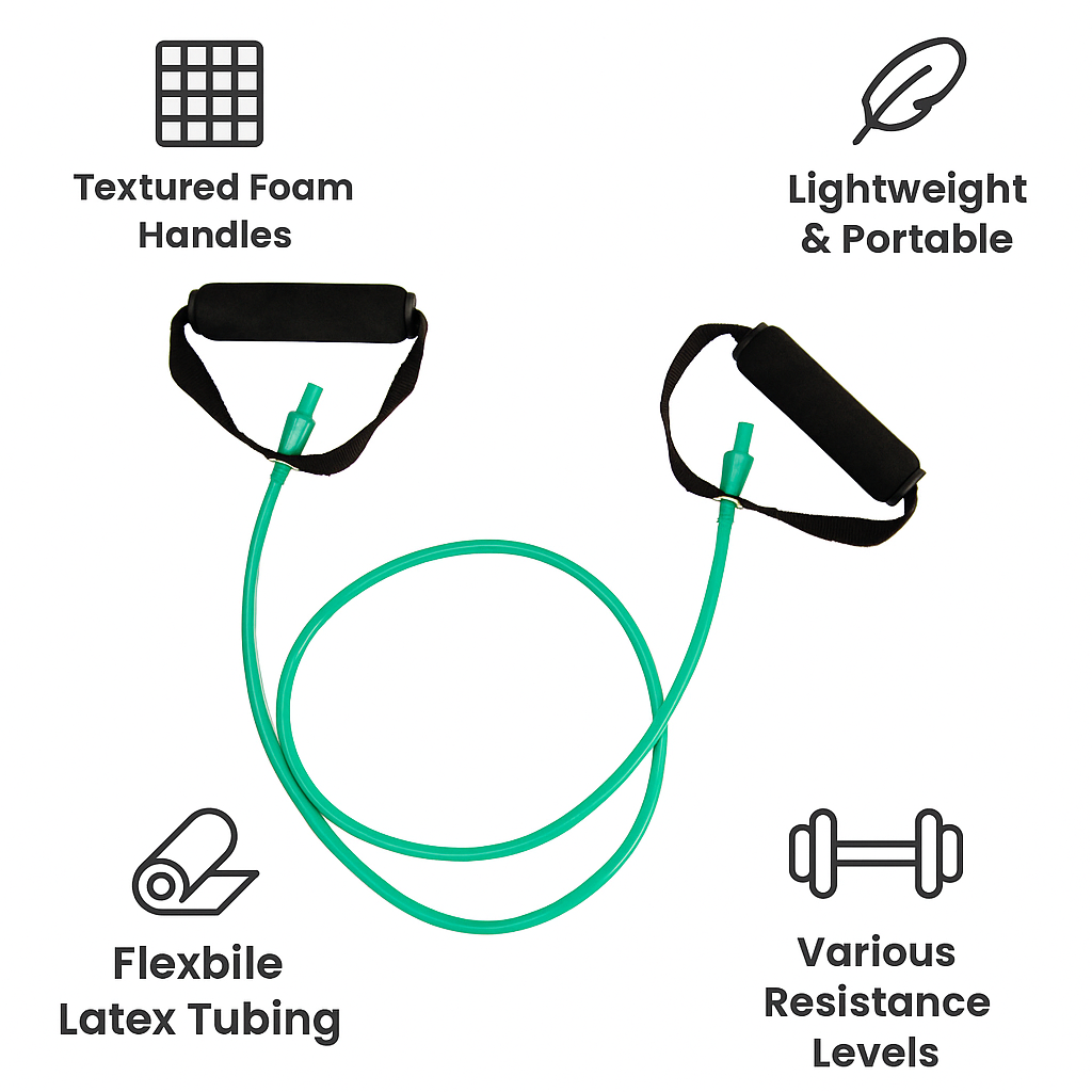 Resistance Tube with Handles – 130cm Exercise Band for Strength Training, Pilates