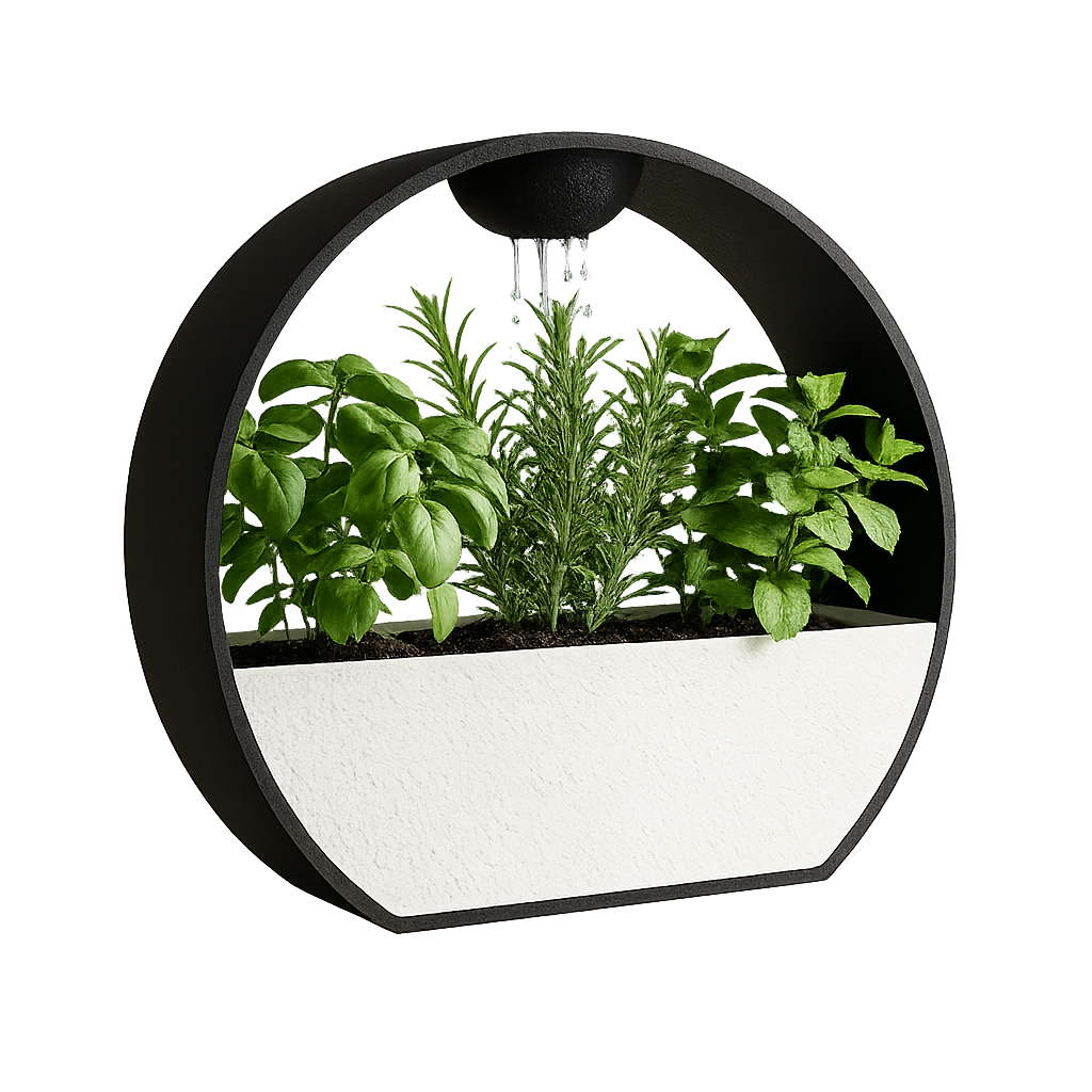 3D-printed stone-textured self-watering flower pot