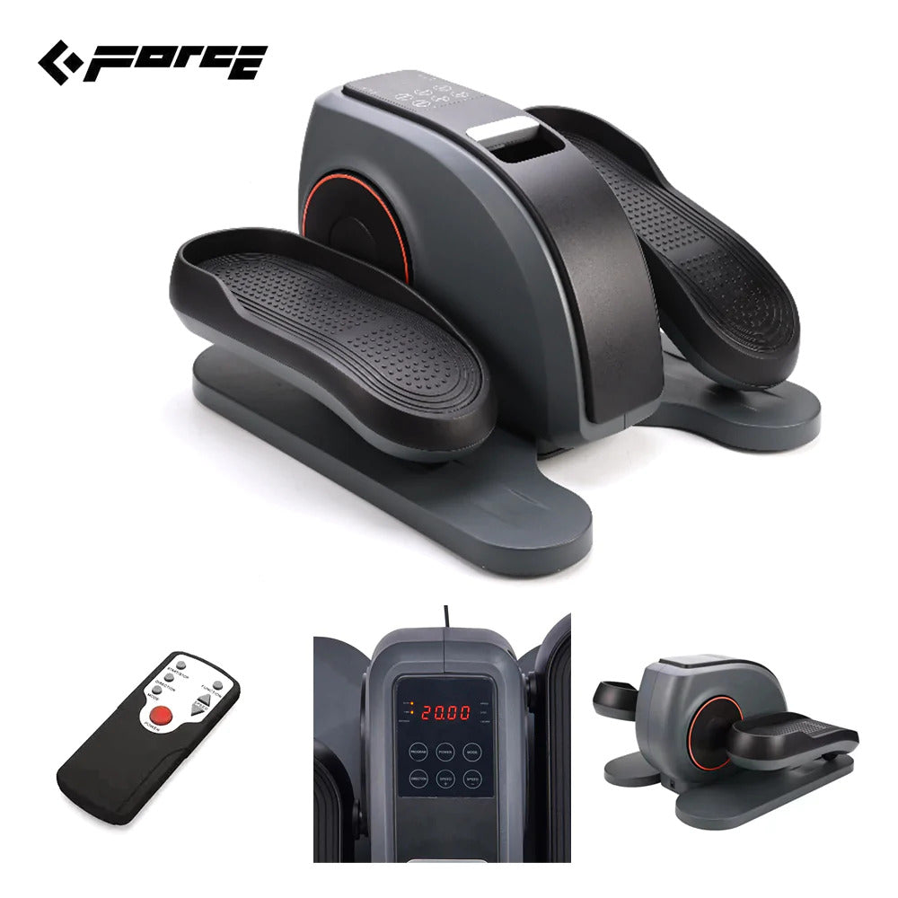 FORCE under desk electric elliptical pedal trainer with LCD display in black and red