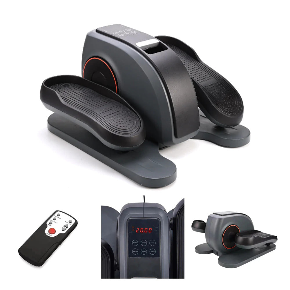 FORCE under desk electric elliptical pedal trainer with LCD display in black and red