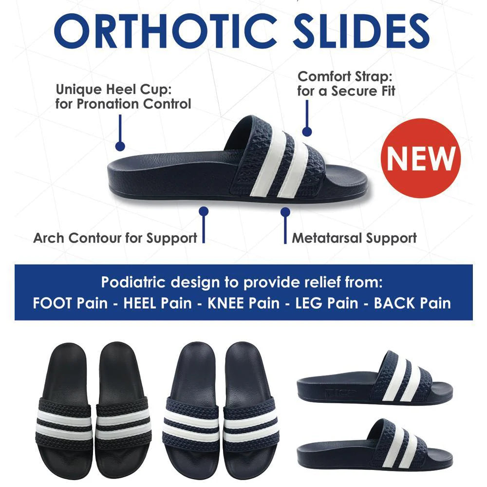 ICB Orthotic Slides - Navy, Supportive and Comfortable Slides for Everyday Wear