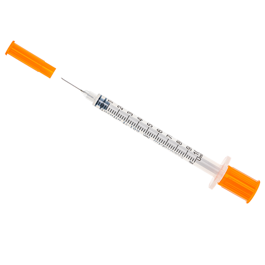1mL Insulin Syringe with Fixed Needle – Sterile Disposable, Box of 100