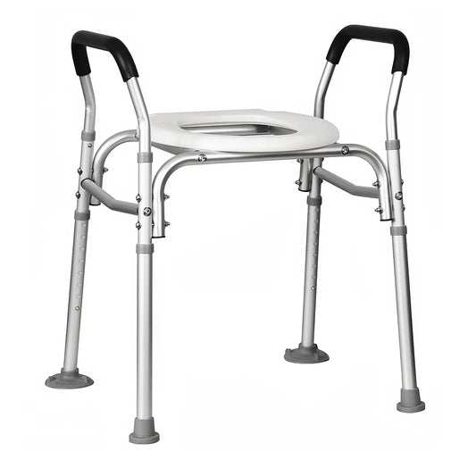 Adjustable Over Toilet Support Frame with Safety Rail, 110kg Capacity, for Elderly and Disabled