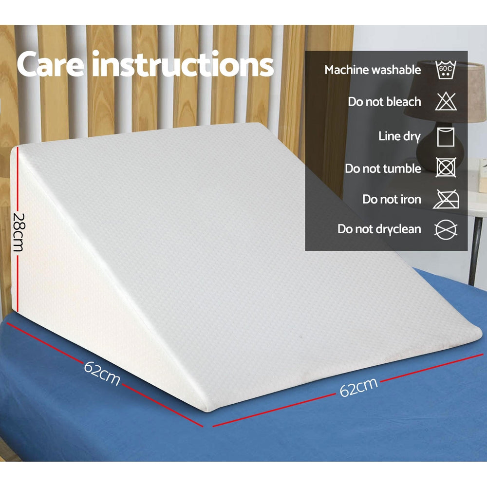 Wedge Pillow Support for Bed - White