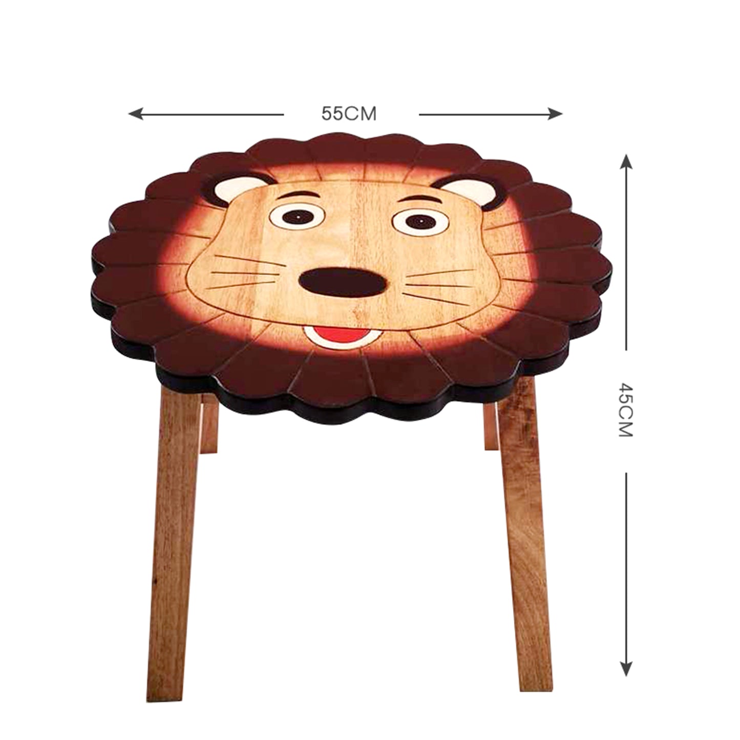 Lion Kids Table Set with 2 Chairs – Handmade Solid Hardwood