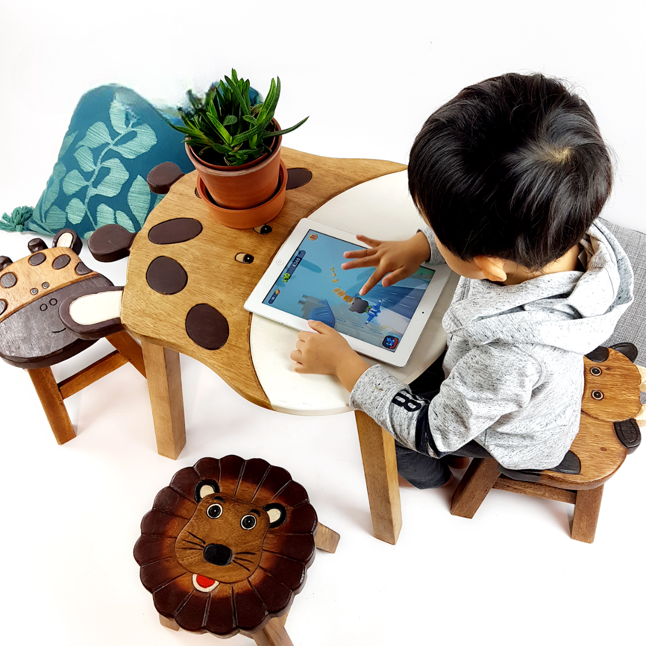 Premium Kids Wooden Cow Stool – Handmade Solid Wood Toilet Training and Step Stool