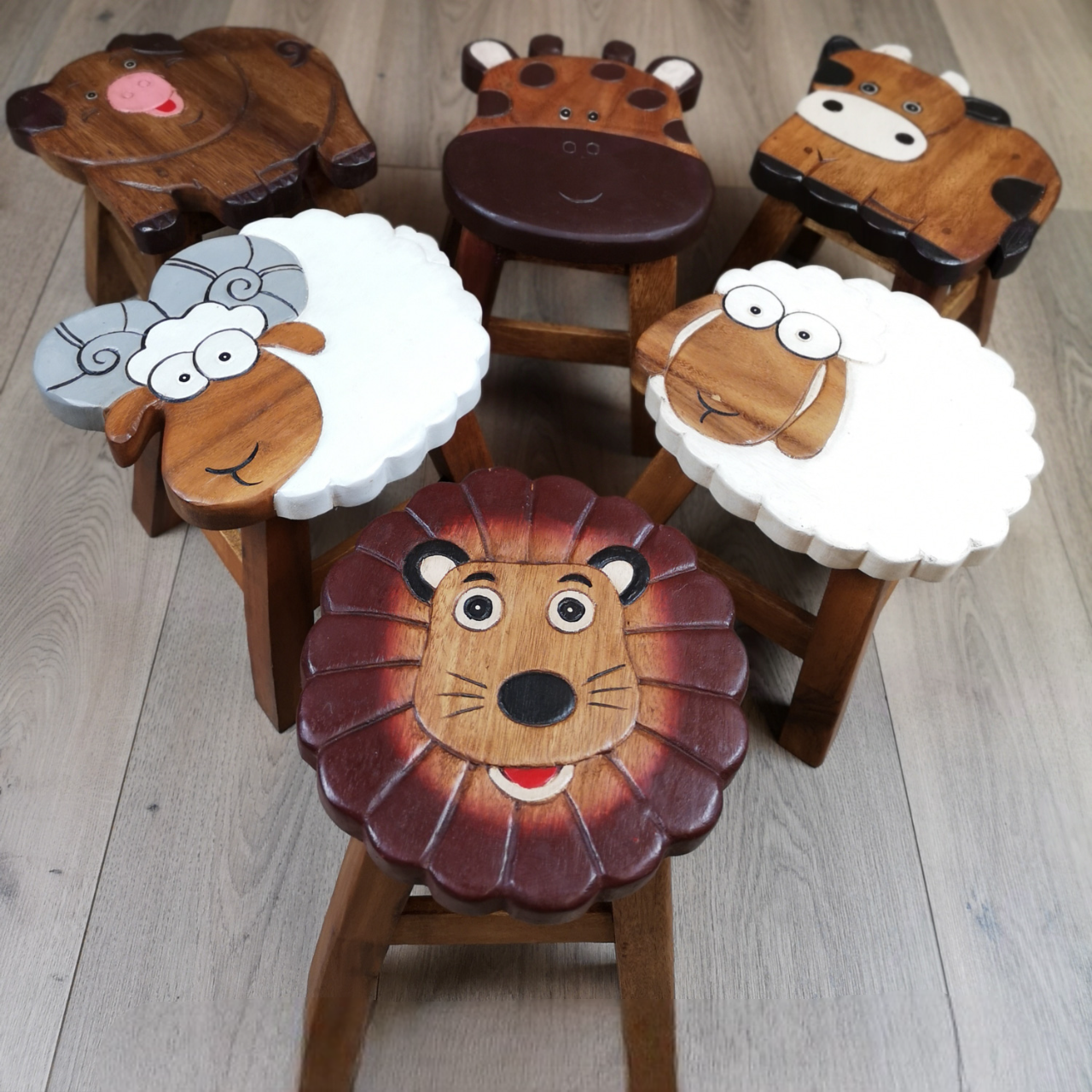 Premium Kids Wooden Sheep Stool – Handmade Solid Wood Toilet Training and Step Stool