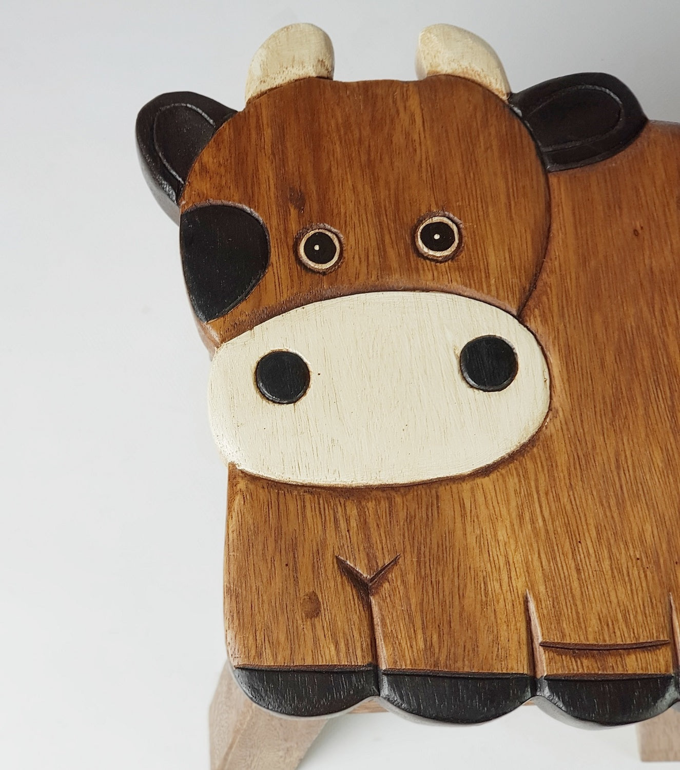 Premium Kids Wooden Cow Stool – Handmade Solid Wood Toilet Training and Step Stool