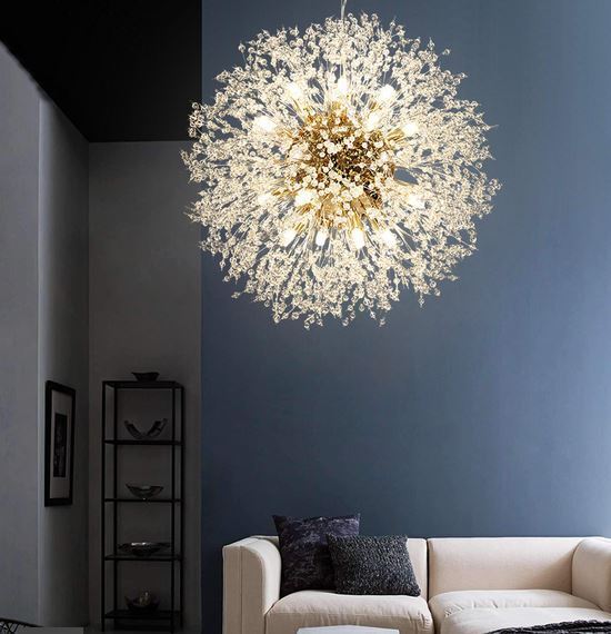 60cm rose gold Firefly chandelier pendant with 16 warm-light LED bulbs