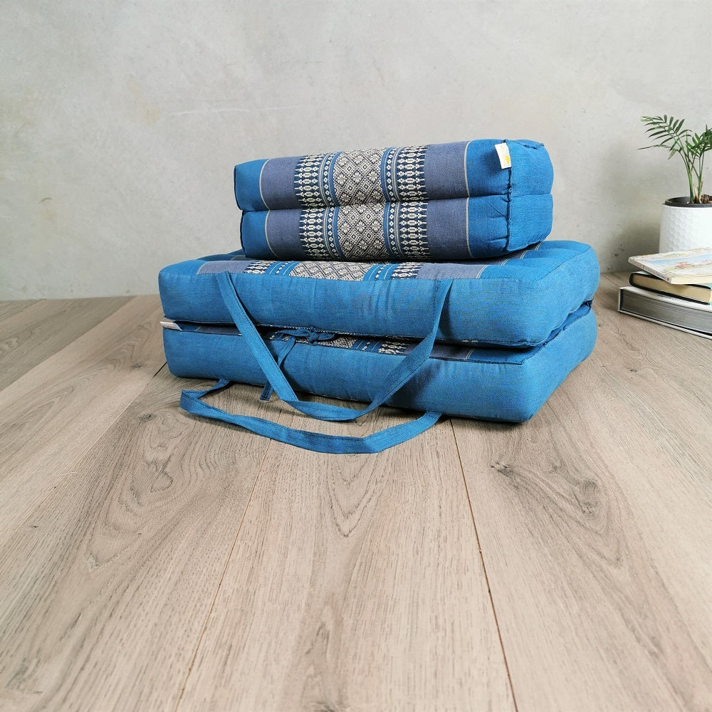 Handmade Meditation Cushion & Seating Block Set – Organic Kapok Thai Floor Cushion for Posture Support