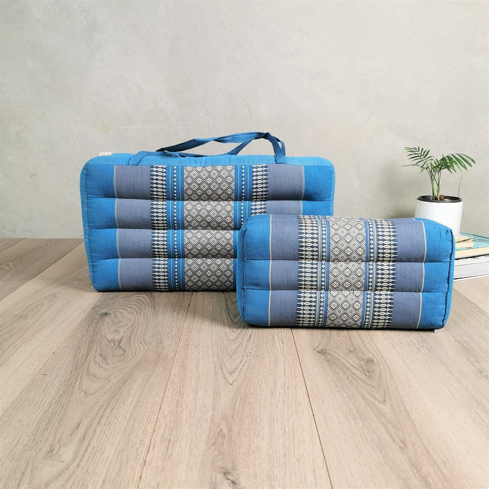 Handmade Meditation Cushion & Seating Block Set – Organic Kapok Thai Floor Cushion for Posture Support