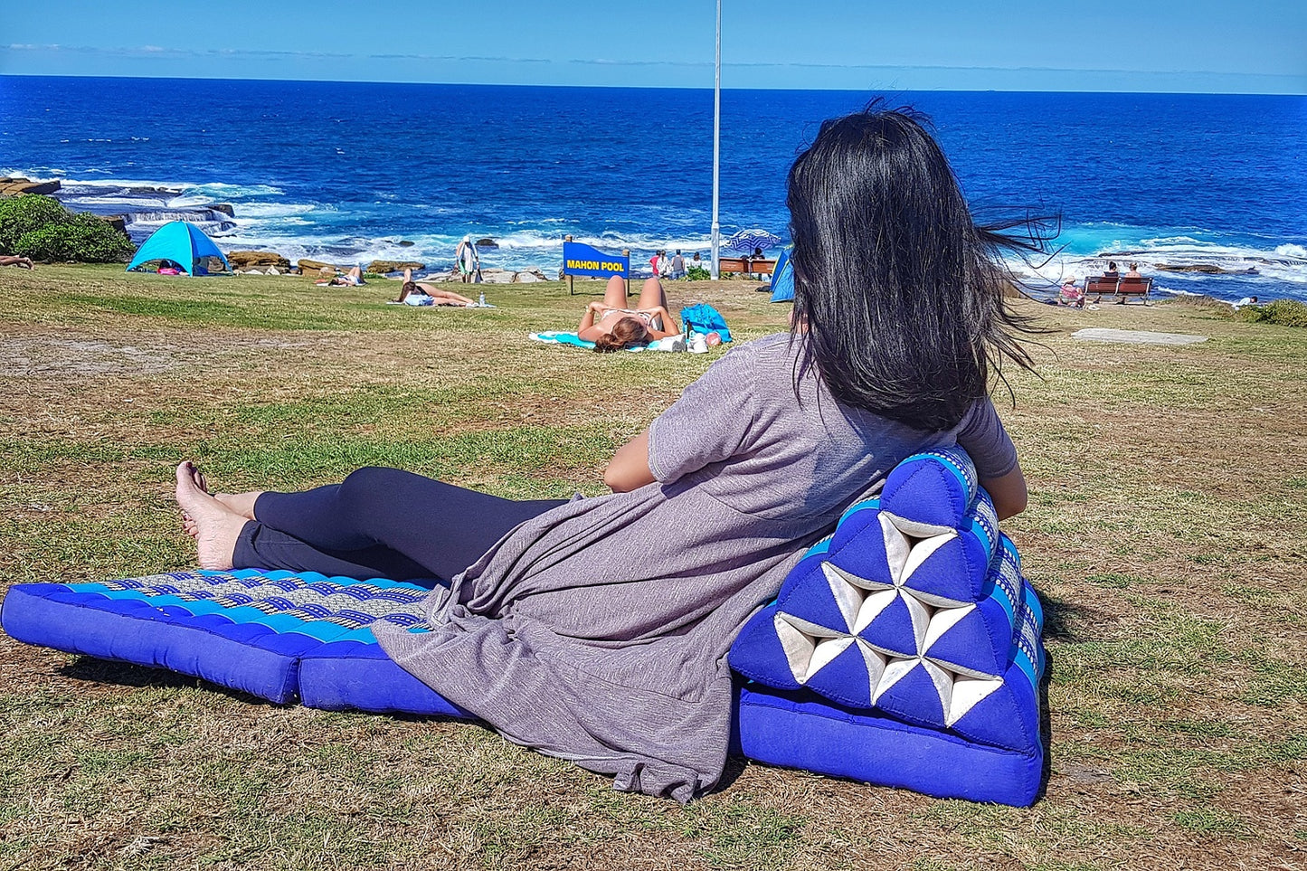 Large Thai Triangle Pillow – 3 Fold Floor Cushion | Handmade Thai Lounge Mat & Backrest | 100% Kapok Filled