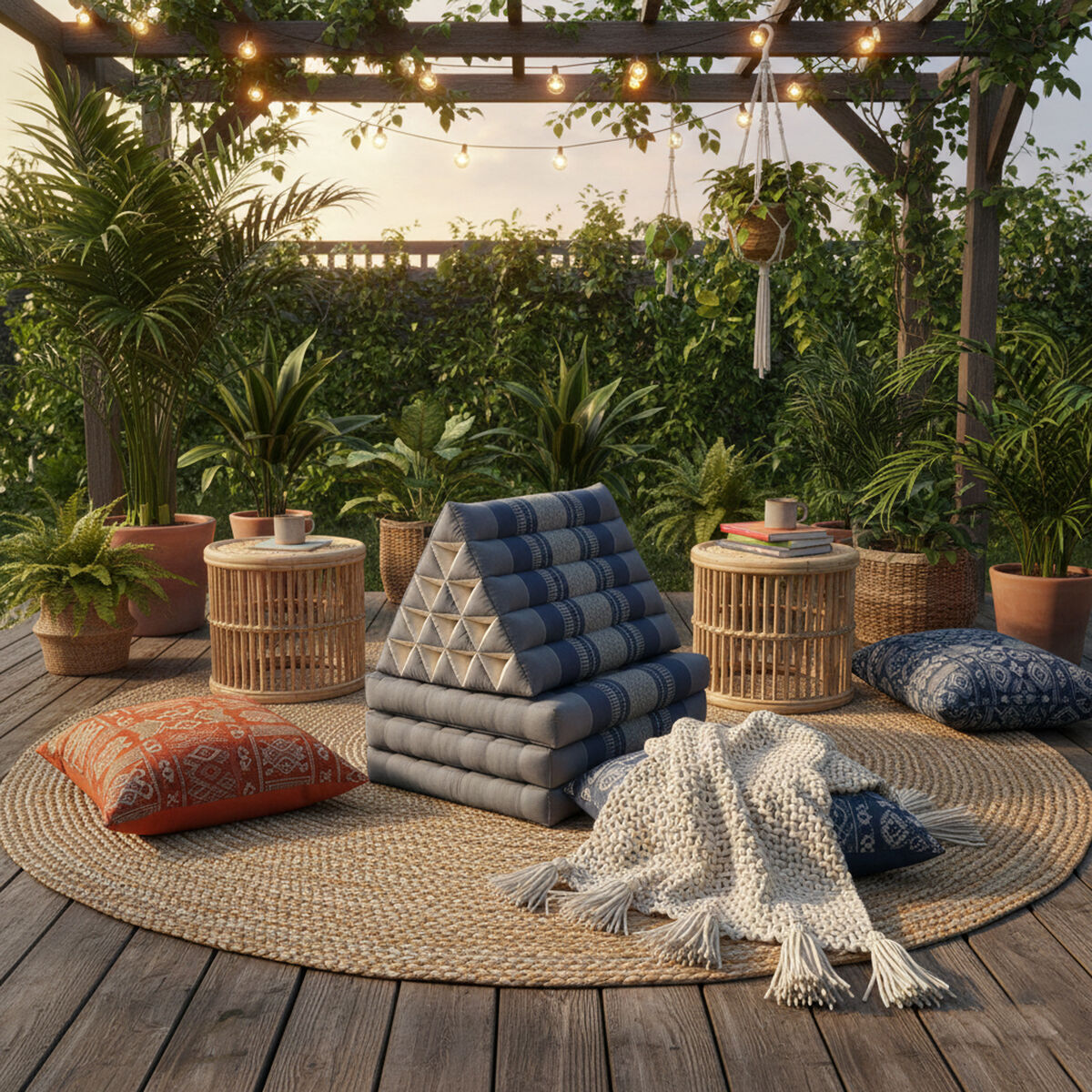 Jumbo Thai Triangle Pillow 3‑Fold – Handmade Kapok Daybed Cushion | Fold-Out Floor Mattress