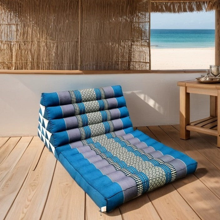 Jumbo 1-Fold Thai Triangle Pillow Mat – Handmade Kapok Floor Cushion and Portable Day Bed