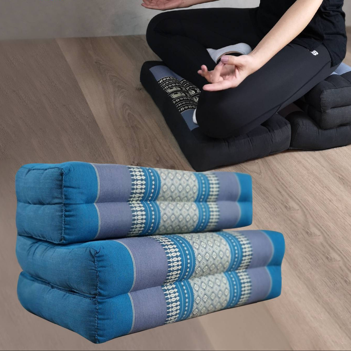 Zafu Meditation Cushion Set - 100% Kapok Fold Out Cushion Yoga Mat Zabuton Traditional Pillow