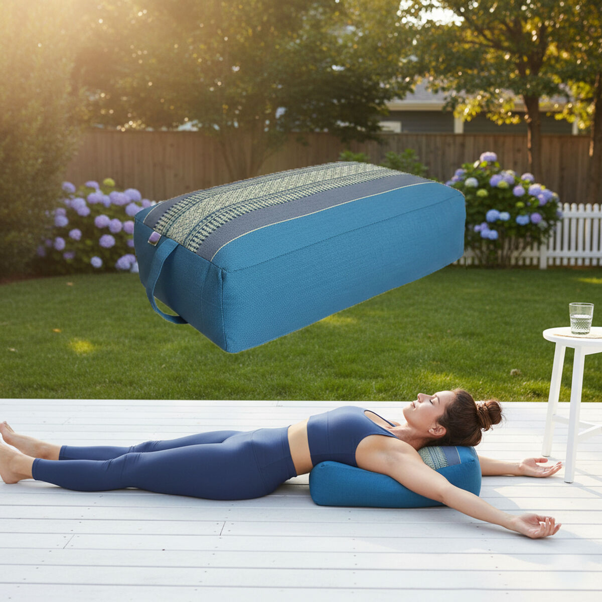 Handmade Oblong Meditation Cushion – Organic Kapok Filled Yoga Bolster Prop for Back Support and Shavasana