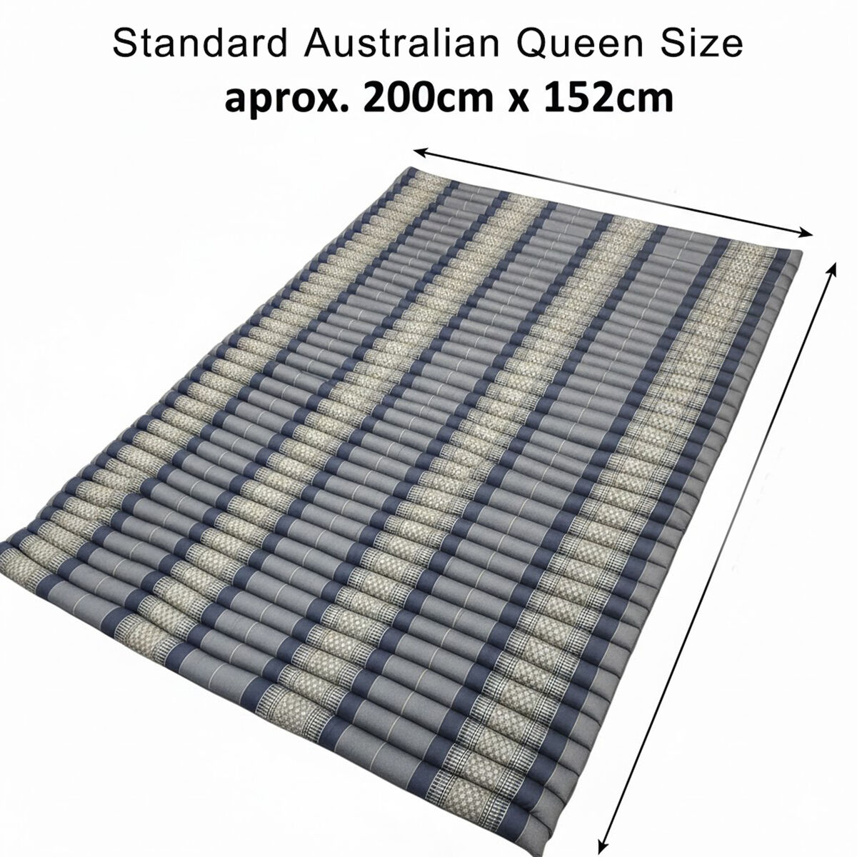 Queen Size Thai Kapok Roll Up Mattress – 200x152cm | Handmade Foldable Daybed Mat