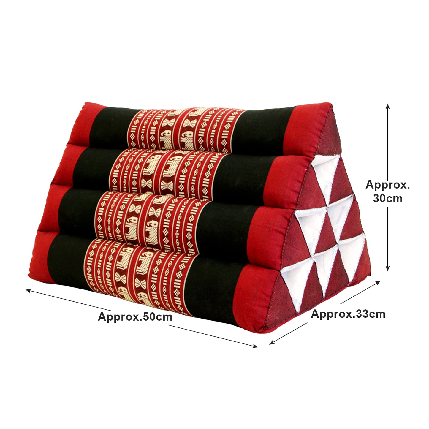 Thai Triangle Backrest Cushion – Handmade with Kapok Fill | Traditional Design | Firm, Allergen-Free Support | 50x32x30cm