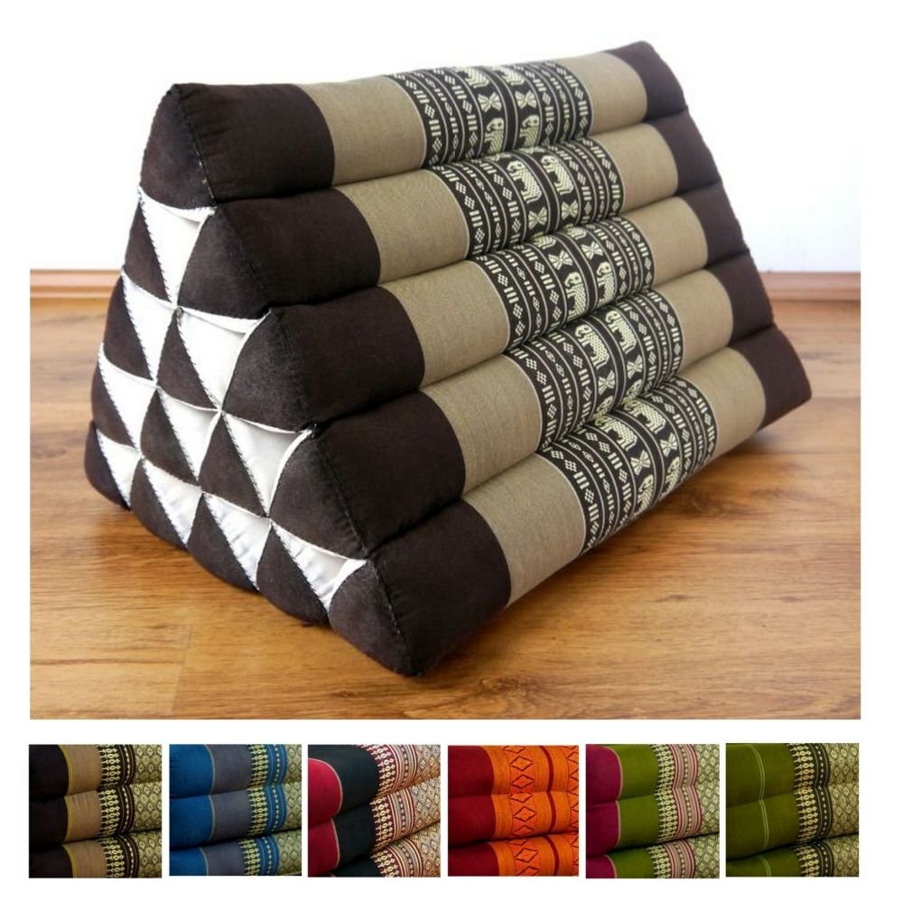 Thai Triangle Backrest Cushion - Handmade Kapok Fill Firm Allergen-Free 50x32x30cm