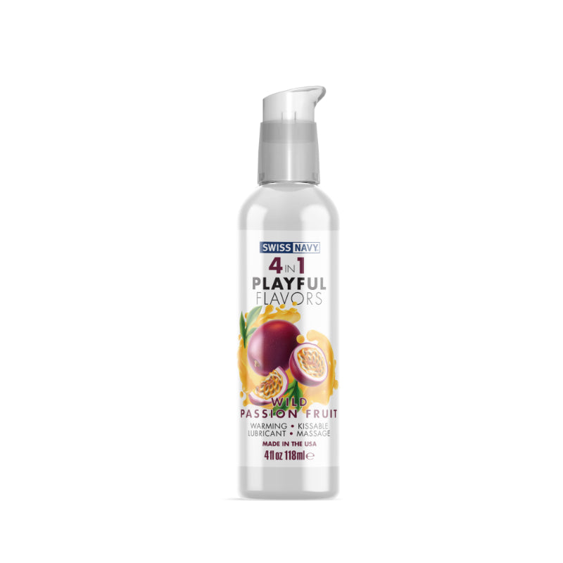 Swiss Navy Playful Flavours 4 In 1 Wild Passion Fruit Water Based Lubricant Sex Toy Safe 118ML