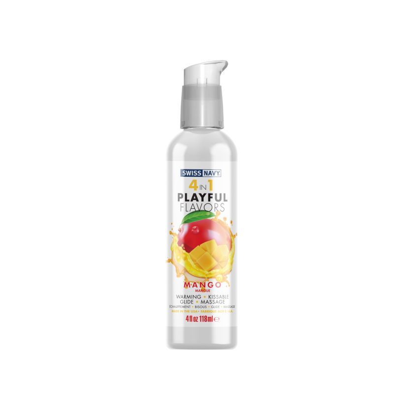 Swiss Navy Playful Flavours 4 In 1 Mango Water Based Lubricant Sex Toy Safe 118ML