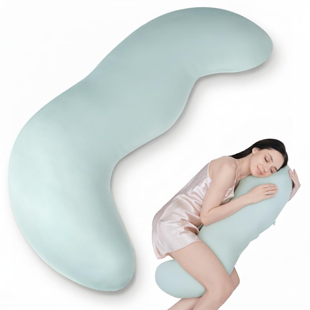 Pea Pod Body Pillow for Adults Full Body Support Side Sleeper Pregnancy Pillow Light Blue