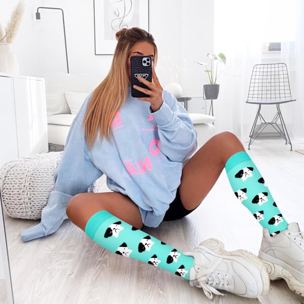 Compression Socks 6-Pairs 15-20mmHg - Knee High Support for Nurses & Athletes