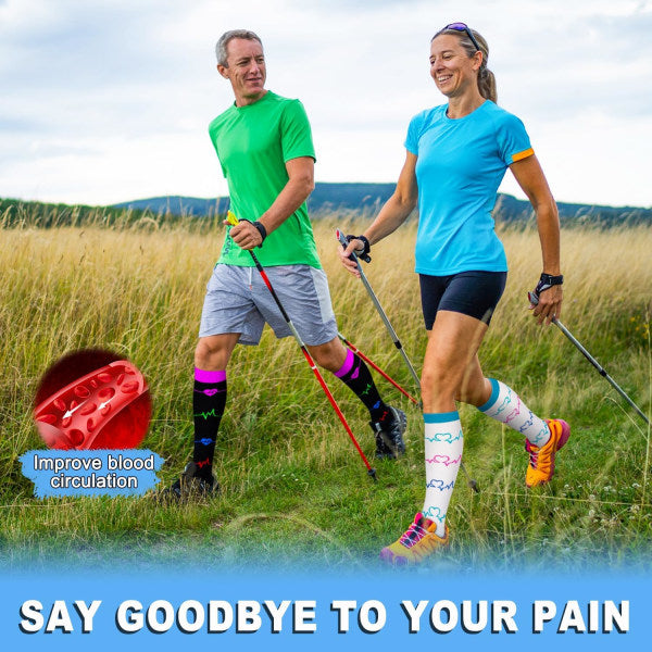 Compression Socks 6-Pairs 15-20mmHg - Knee High Support for Nurses & Athletes