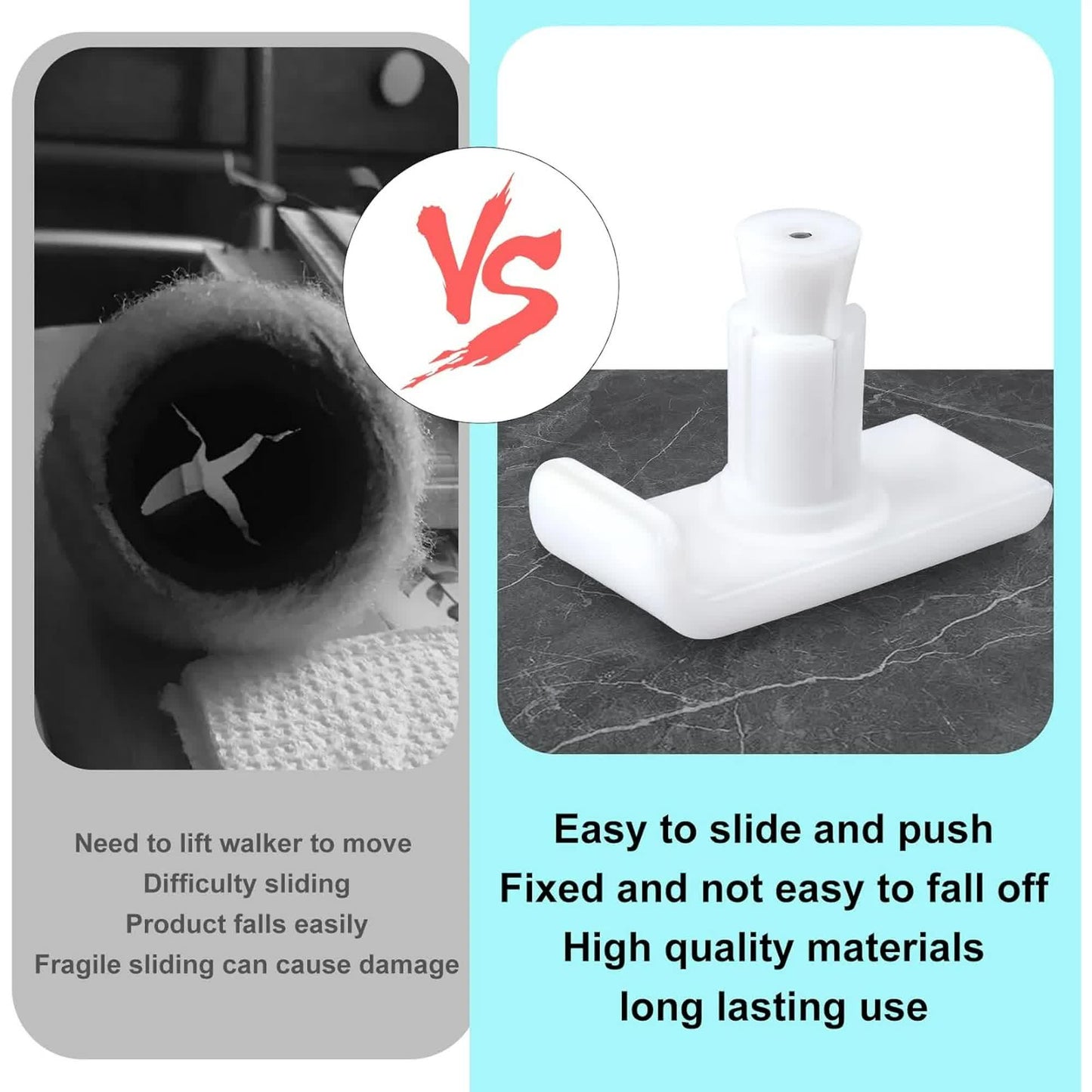 Universal Walker Ski Glides 4-Pack White - Mobility Safety Accessory for Seniors