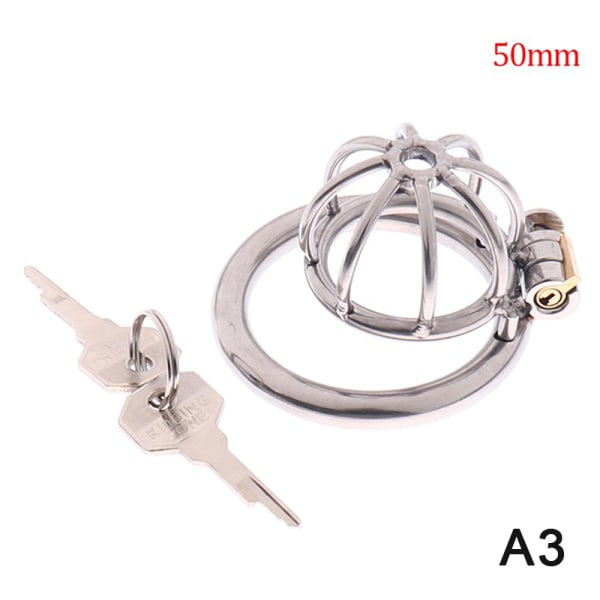 Stainless Steel Male Chastity Cage with 50mm Ring