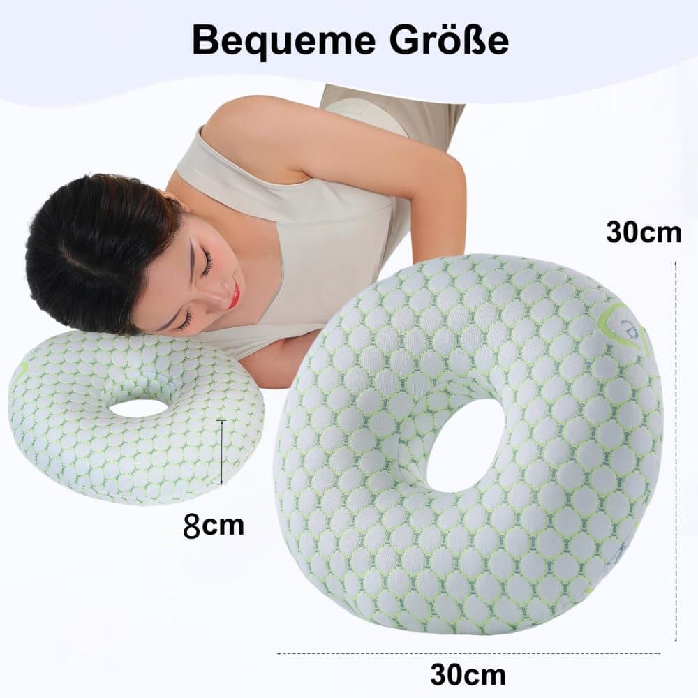 Ear Pillow for Side Sleeping, Ergonomic Perforated Design, Comfortable Ear Pressure Relief, Green