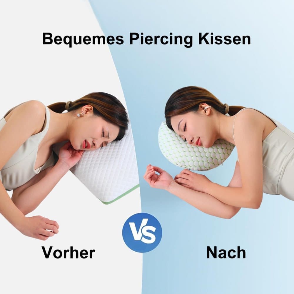 Ear Pillow for Side Sleeping, Ergonomic Perforated Design, Comfortable Ear Pressure Relief, Green