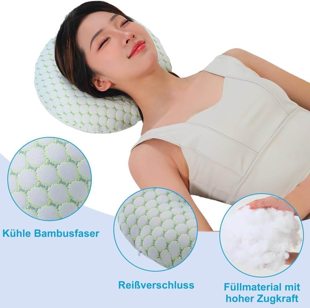 Orthopedic Pillow with Ear Holes for Side Sleeping, Super Microfiber Bamboo Fiber Perforated Pillow, Comfortable and Ear-Friendly, Gold