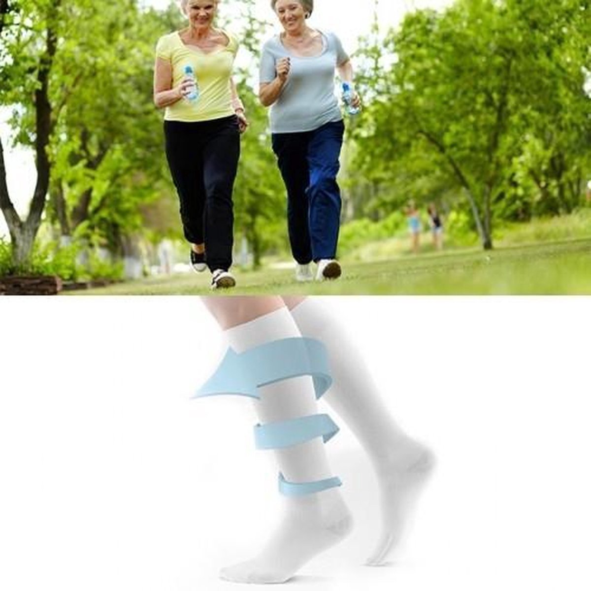 Sports Compression Socks - Airplane & Jogging Support White Size L/XL 41-47