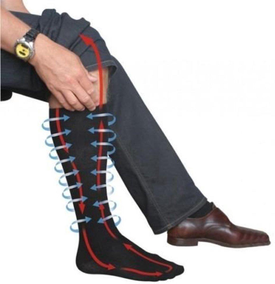 Sports Compression Socks - Airplane & Jogging Support White Size L/XL 41-47