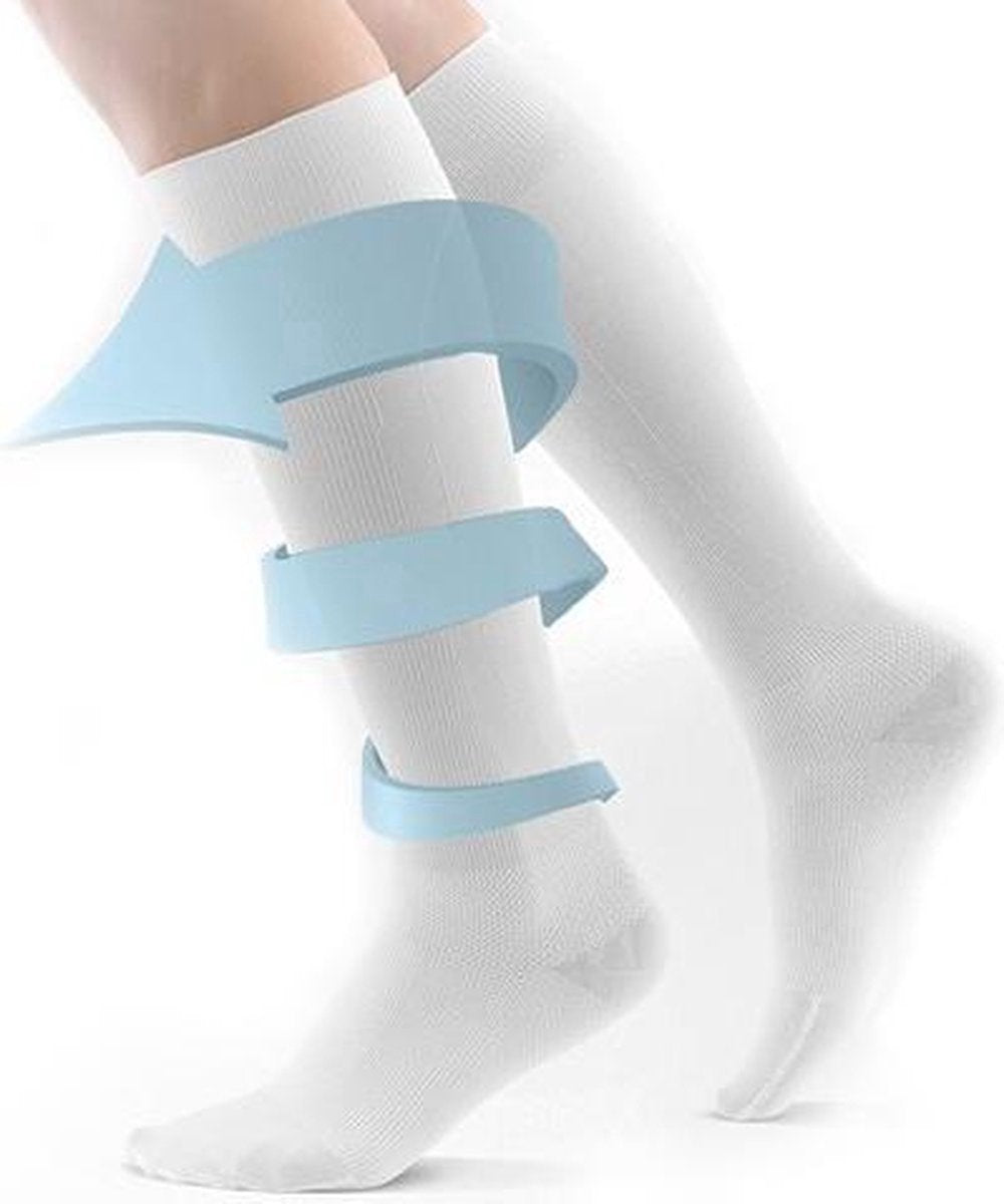 Sports Compression Socks - Airplane & Jogging Support White Size L/XL 41-47