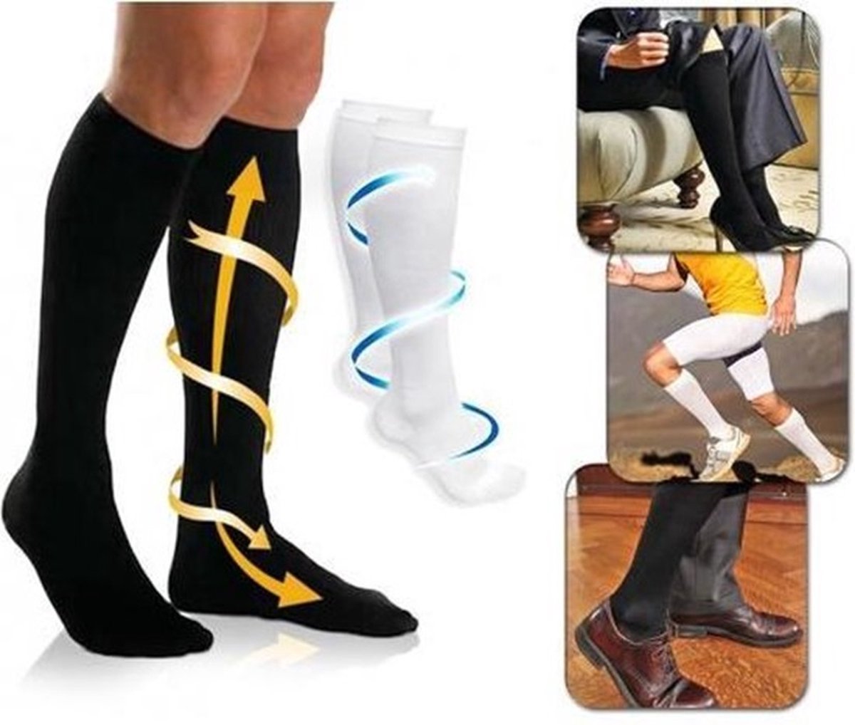 Compression Socks Duo Pack - Anti-Fatigue Support Black L/XL (41-47)