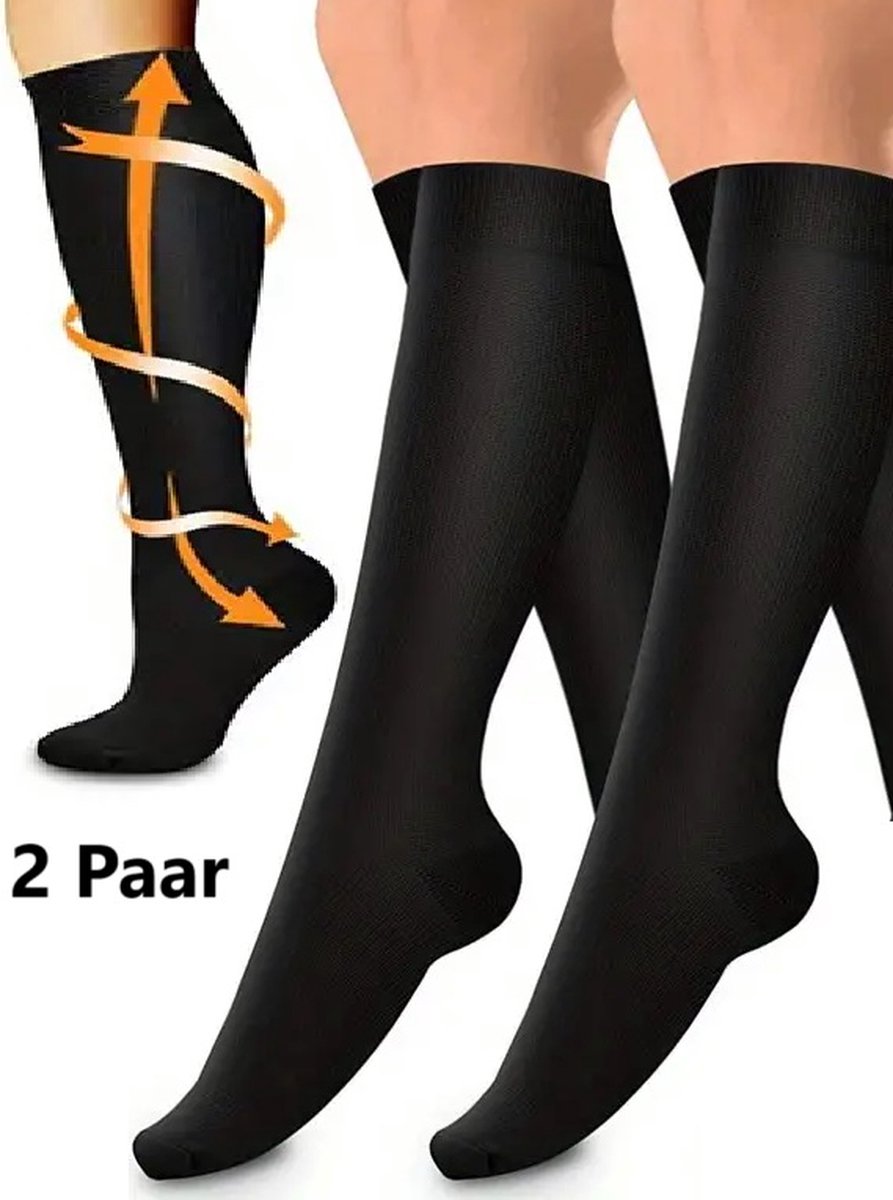 Compression Socks Duo Pack - Anti-Fatigue Support Black L/XL (41-47)