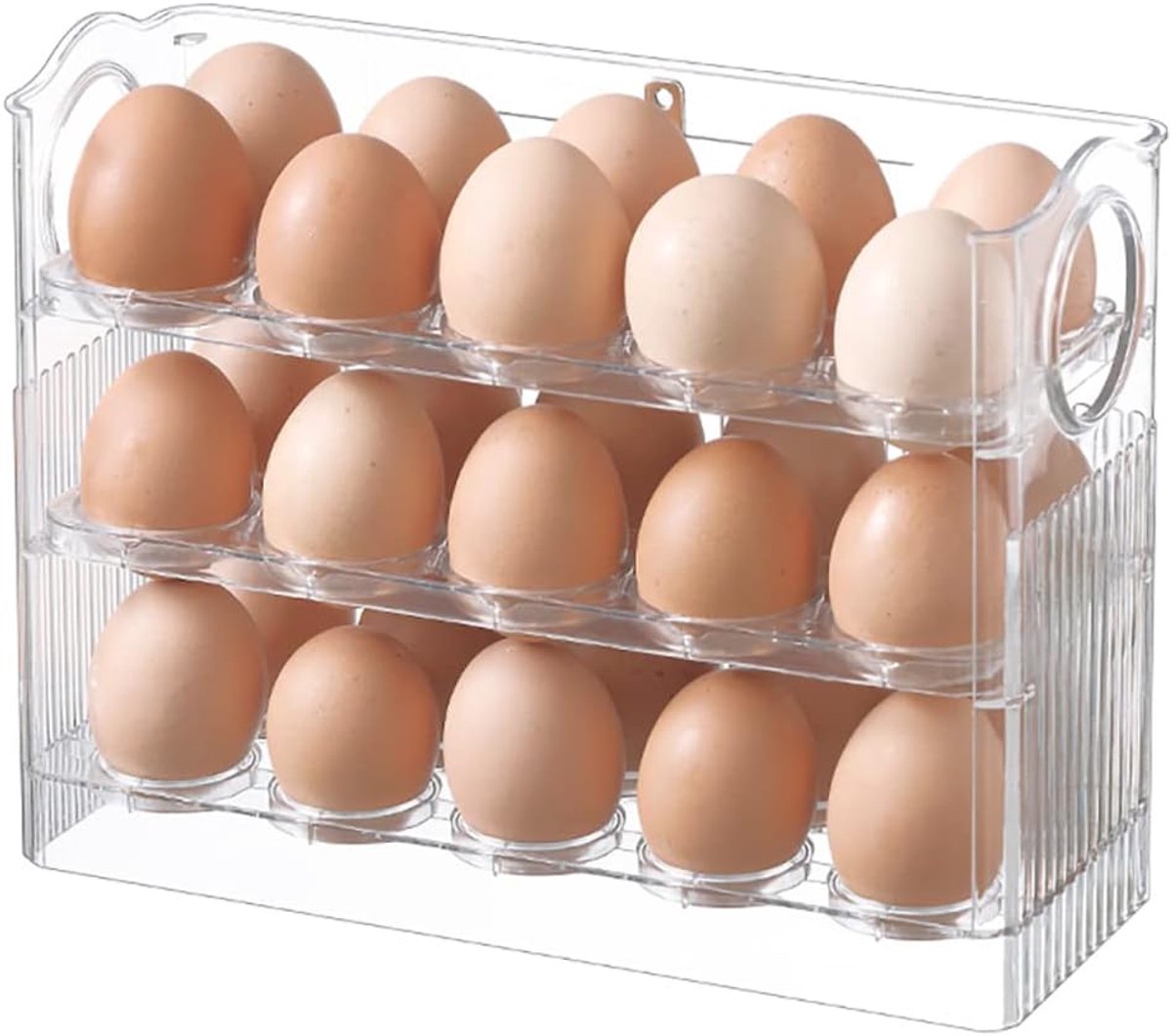 Acrylic 3-Layer Egg Storage Box 30-Egg Capacity - Countertop Egg Dispenser