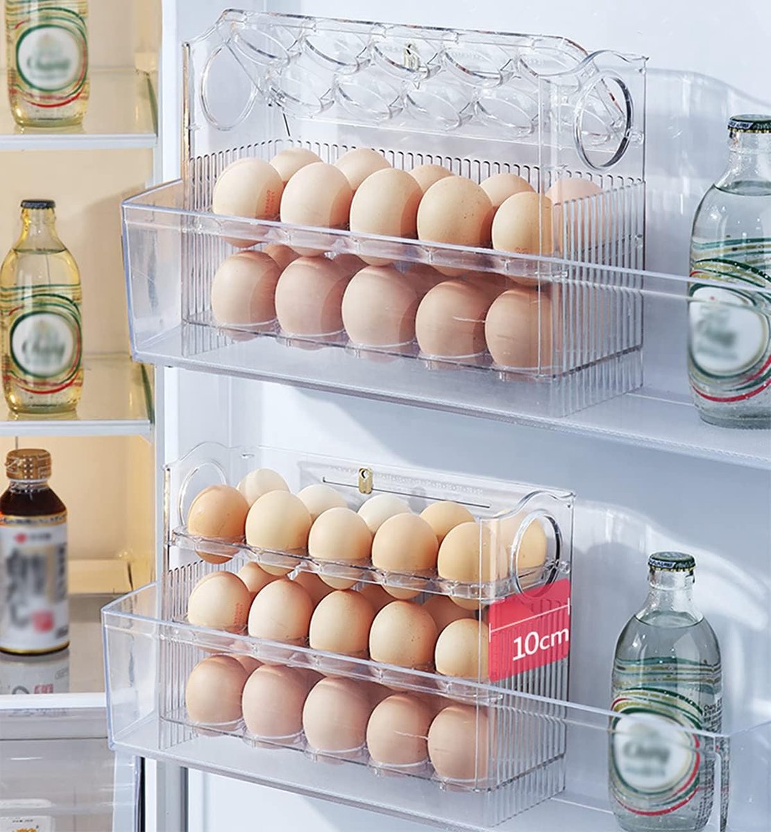 Acrylic 3-Layer Egg Storage Box 30-Egg Capacity - Countertop Egg Dispenser