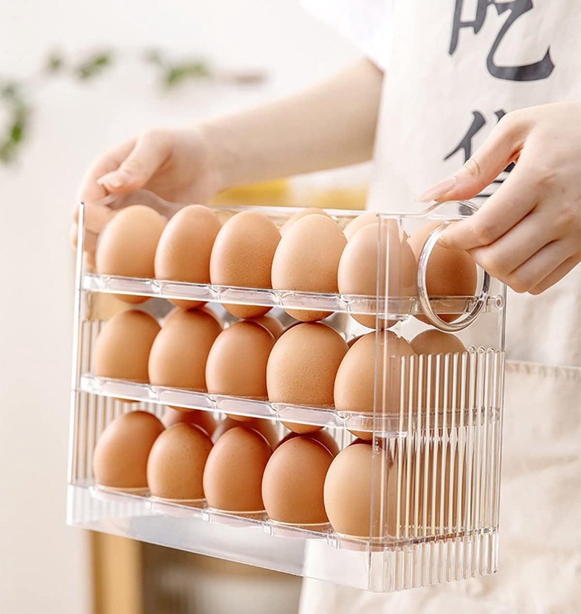 Acrylic 3-Layer Egg Storage Box 30-Egg Capacity - Countertop Egg Dispenser