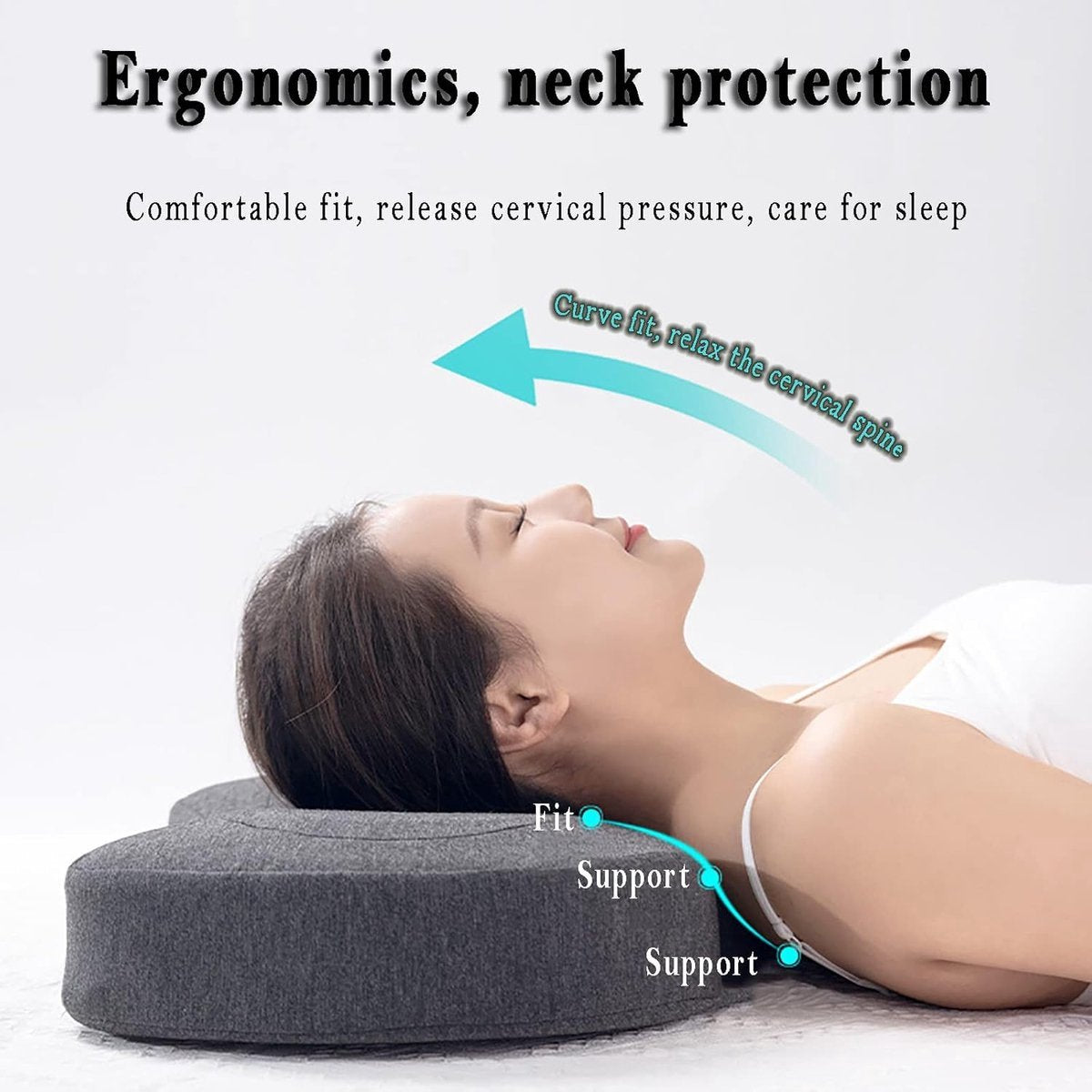 Memory Foam Ear Piercing Pillow for Side Sleepers - Donut Hole Washable Grey