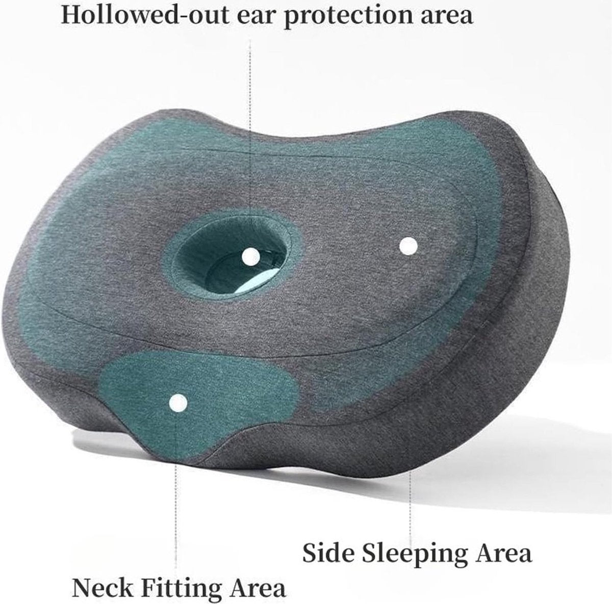 Memory Foam Ear Piercing Pillow for Side Sleepers - Donut Hole Washable Grey