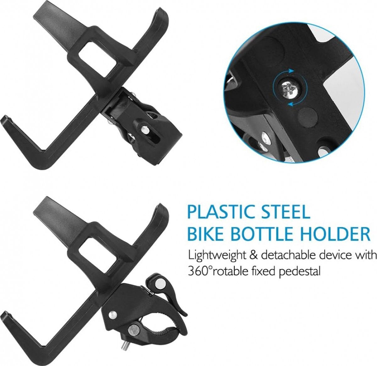 360 Bicycle & Stroller Cup Holder - Universal Mount for Bikes & Wheelchairs Black