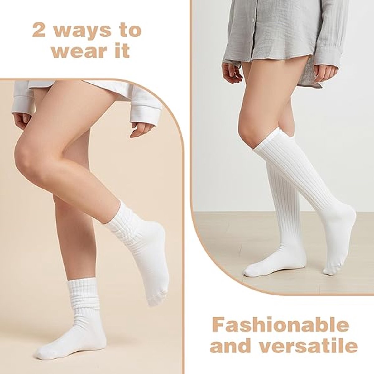 5 pairs - Knee socks - Sports socks - Women's socks - Ski socks - Fitness wear - Socks - Calf socks - Casual socks - Compression socks - House socks - cute long style - for sportswear and leisure wear in autumn and winter