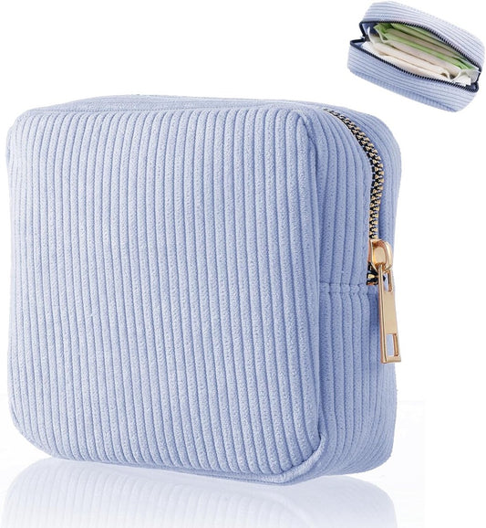 Toiletry Bag - Sanitary Pad Makeup Bag - Sanitary Pad Pouches - Menstrual Bags - Menstrual Pouches - Waterproof Zipper - Tampon Pouches - Napkin Pouches - Cosmetic Bag - Storage Bag - Makeup Bag - For Sanitary Pads, Tampons, Menstrual Cup - Blue