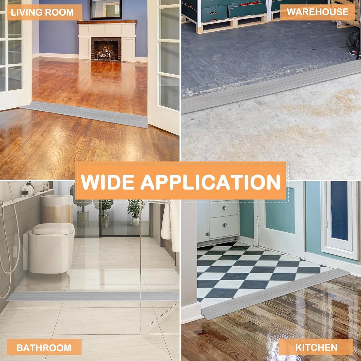 Threshold ramp - 1 m*10mm*50mm - Rubber threshold aid - Threshold ramps - Driveway ramp - Threshold ramps for doors - Loading ramp - Threshold plate - Anti-slip - self-adhesive rubber threshold ramp - for wheelchairs, strollers and scooters - grey