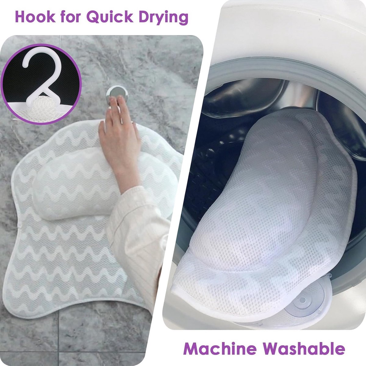 Spa Bath Pillow with Anti-Slip Suction Cups - 42x44cm Headrest for Bath & Jacuzzi